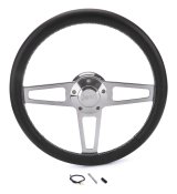 Grant Billet T-Series Steering Wheels 1914 Wheel, T Series, Aluminum, Polished, Leather/Black, 3-Spoke, 14 in. Diameter, 5-Bolt mount, Jeep Logo Horn Button, Each thumbnail 3