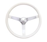 Grant Classic Vinyl Steering Wheels 832W Wheels, Series, 3-Spoke, 14.75 in. Diameter, Steel, Chrome Spokes, White Grip, 3.5 in. Dish, with Horn Cap, Each thumbnail 1