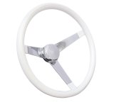 Grant Classic Vinyl Steering Wheels 832W Wheels, Series, 3-Spoke, 14.75 in. Diameter, Steel, Chrome Spokes, White Grip, 3.5 in. Dish, with Horn Cap, Each thumbnail 2