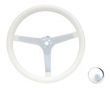 Grant Classic Vinyl Steering Wheels 832W Wheels, Series, 3-Spoke, 14.75 in. Diameter, Steel, Chrome Spokes, White Grip, 3.5 in. Dish, with Horn Cap, Each thumbnail 3