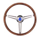 Grant Classic Nostalgia Steering Wheels 967 Wheel, Nostalgia, Chevy, Stainlessl/Brushed, Wood/Walnut, 3-Spoke, 15 in. Dia., 3-Bolt, Each thumbnail 1