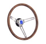 Grant Classic Nostalgia Steering Wheels 967 Wheel, Nostalgia, Chevy, Stainlessl/Brushed, Wood/Walnut, 3-Spoke, 15 in. Dia., 3-Bolt, Each thumbnail 2