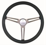 Grant Classic Nostalgia Steering Wheels 969 Wheel, Nostalgia, Chevy, Stainless Steel/Brushed, Foam/Black, 3-Spoke, 15 in. Dia., 3-Bolt thumbnail 1