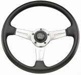 Grant Elite GT Steering Wheels 739 Wheel, GT, Aluminum, Polished, Vinyl/Black, 3-Spoke, 3.50 in. Diameter, 5-Bolt Mount, Each thumbnail 1