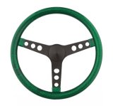 Grant Metal Flake Steering Wheels 8472 Wheel, Flake, 3-spoke, Green Vinyl, Black Powdercoated Steel Spokes, 15 in. Dia., 3-Bolt, Each thumbnail 2