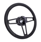 Grant Billet T-Series Steering Wheels 1916 Wheel, T Series, Aluminum, Black, Leather/Black, 3-Spoke, 14 in. Diameter, 5-Bolt mount, Bowtie Logo Horn Button, Each thumbnail 2