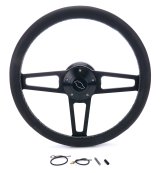 Grant Billet T-Series Steering Wheels 1916 Wheel, T Series, Aluminum, Black, Leather/Black, 3-Spoke, 14 in. Diameter, 5-Bolt mount, Bowtie Logo Horn Button, Each thumbnail 3