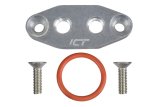ICT Billet Turbocharger Oil Pan Adapter Flanges 551666 Flange, Feed Type, 1/8 in. NPT Female Thread, Aluminum, Natural, GM, LS Series, Each thumbnail 2