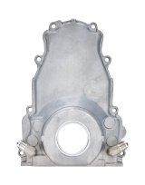 ICT Billet Turbo LS Timing Covers 551589 Engine Timng Cover, 1-Piece, Aluminum, Natural, -10 AN Oil Dain Return Fittings. GM Gen 3, Each thumbnail 2