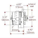 Powermaster Race Alternators 478026 Alternator, Internal Regulator, 140 Amp, 16V, Natural, Center Offset, Chevy, GMC, Oldsmobile, Pontiac, Each thumbnail 5