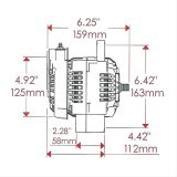 Powermaster XS Volt Alternators 8148 Alternator, Volt, DENSO Style Race Prepped, Internal Regulator, 150 Amp, Black, Adjustable Voltage, Each thumbnail 4