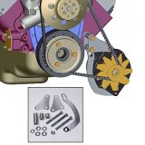 Powermaster Alternator Brackets 890 Bracket, Billet Aluminum, Polished, Block Mount, Short Water Pump, Chevy, Big Block, Each thumbnail 5