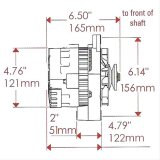 Powermaster Race Alternators 8478 Alternator, Alternator, GM CS121 Style, 12/14/16V, 100 amps, Black, V-Belt Pulley, Each thumbnail 3