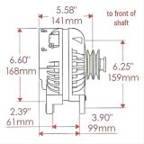 Powermaster Retro Alternators 75091 Alternator, Retro, Chrysler Square Back, 12 V, 90 amps, Internal Regulator, Chrysler, Dodge, Plymouth, Each thumbnail 6