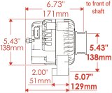 Powermaster Street Alternators 8206 Alternator, Street, GM CS130D, 12 V, 105 amps, Internal Regulator, Cadillac, Chevy, GMC, Each thumbnail 3