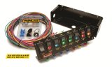 Painless Performance Switch Panels 50303 Panel, Aluminum, Black, 10.62 in. Wide, 3 in. Tall, Fused, Lighted, 8 Rocker Switches, Each thumbnail 1