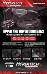Hypertech Upper Front Door Storage Bags 3001008 Cargo Carrier, Bag, with Knee Pad, Driver Door, Black/Red, Polaris, Each thumbnail 1