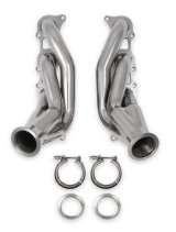 Flowtech Coyote Turbo Headers 12153FLT Headers, Forward Facing Turbo, V-Band Flanges, 304 Stainless Steel, Polished, Ford, Modular V8, Coyote, Pair thumbnail 1