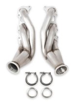 Flowtech Coyote Turbo Headers 12152FLT Headers, Forward Facing Turbo, V-Band Flanges, 304 Stainless Steel, Natural, Ford, Modular V8, Coyote, Pair thumbnail 1