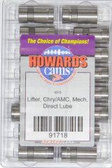 Howards Cams Direct Lube Extreme-Duty Mechanical Lifters 91718 Lifters, Flat, Lube, AMC 304-401, Chrysler, Big, Small Block, Set of 16 thumbnail 2