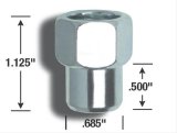 Gorilla Lug Nuts 73087SMB Nuts, 1/2 in.-20 RH, Shank, 0.69 Shank Diameter, 0.55 Shank Length, Open Ended, Chrome, Set of 4 thumbnail 2
