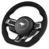 Drake Steering Wheels for 2015-2017 MUSTANG - MU950-06 Wheel, Alcantara, 3 Spoke, Flat Bottom, Silver Stitching, Reuse Airbag and Factory Controls, Black, Ford, Each thumbnail 1