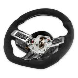 Drake Steering Wheels for 2015-2017 MUSTANG - MU950-06 Wheel, Alcantara, 3 Spoke, Flat Bottom, Silver Stitching, Reuse Airbag and Factory Controls, Black, Ford, Each thumbnail 2