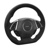 Drake Steering Wheels CA950-14 Wheel, Alcantara, Black, Flat Bottom, Silver Stitching, Reuse Airbag and Factory Controls, Chevy, Camaro, Each thumbnail 1
