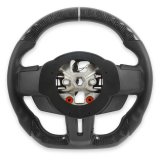 Drake Steering Wheels MU950-09 Wheel, Carbon Fiber with Leather Grips, 3 Spoke, Flat Bottom, Silver Stitching, Reuse Airbag and Factory Controls, Black, Ford, Each thumbnail 2