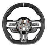 Drake Steering Wheels MU950-05 Wheel, Carbon Fiber with Leather Grips, 3 Spoke, Flat Bottom, Silver Stitching, Reuse Airbag and Factory Controls, Black, Ford, Each thumbnail 2