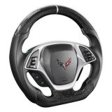 Drake Steering Wheels for 2014-2019 CORVETTE - CV950-21 Wheel, Carbon Fiber with Leather Grips, 3 Spoke, Flat Bottom, Silver Stitching, Reuse Airbag and Factory Controls, Chevrolet, Corvette, Each thumbnail 6