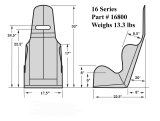 Kirkey 16 Series Aluminum Economy Drag Seats 16800 Seat, Drag, 5052 Aluminum, 20 Degree Layback, 17.5 in. Hip Width, Each thumbnail 1