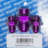 MagnaFuel Pressure Control Unit Fitting Kits MP-3602 Fittings, Fuel Regulator, MP-9633 Regulator Kits, One -10 AN Inlet and Two -6 AN Outlet Fittings, Purple, Kit thumbnail 2