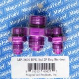 MagnaFuel Pressure Control Unit Fitting Kits MP-3600 Fittings, Fuel Regulator, MP-9633 Regulator Kits, One -8 AN Inlet and Two -6 AN Outlet Fittings, Purple, Kit thumbnail 2
