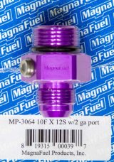 MagnaFuel Pressure Gauge Adapters MP-3064 Adapter, -10 AN Male, -12 AN Male O-Ring, 1/8 in. NPT Port, Aluminum, Purple Anodized, Each thumbnail 2