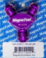 MagnaFuel Y-Fittings MP-6208 Fitting, Y Type, -8 AN, -8 AN, -10 AN Male Threads, Aluminum, Purple Anodized, Each thumbnail 3