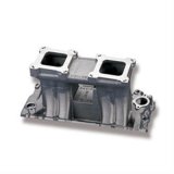 Weiand Hi-Ram Tunnel Ram Intake Manifolds 1981 Manifold, Hi-Ram, Ram, Aluminum, Natural, Dual Square Bore, Chevy, Big Block, Oval Port, Each thumbnail 1