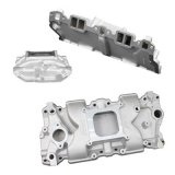 Weiand X-CELerator Intake Manifolds 7547-1 Manifold, X-CELerator, Single Plane, Aluminum, Natural, Square Bore, Chevy, Small Block, Each thumbnail 3