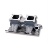 Weiand Hi-Ram Tunnel Ram Intake Manifolds 1995 Manifold, Hi-Ram, Ram, Aluminum, Natural, Dual Square Bore, Chrysler, 318, 340, 360, Each thumbnail 1