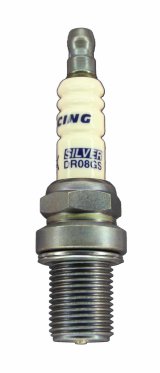 Brisk Silver Racing Spark Plugs DR08GS Plugs, Racing, Silver, 14mm Thread Size, 19mm Reach, Gasket Seat, 8 Heat Range, Resistor, Each thumbnail 1