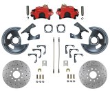 LEED Brakes Rear Disc Brake Conversion Kits RRC1001X Kit, Conversion, Cross-drilled/Slotted Rotors, Red Powdercoated Calipers, Buick, Chevy, GMC, Oldsmobile, Pontiac, Kit thumbnail 1