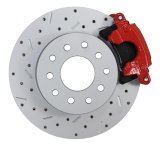 LEED Brakes Rear Disc Brake Conversion Kits RRC1001X Kit, Conversion, Cross-drilled/Slotted Rotors, Red Powdercoated Calipers, Buick, Chevy, GMC, Oldsmobile, Pontiac, Kit thumbnail 4