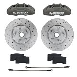 LEED Brakes Front Disc Brake Conversion Kits CC0005RKX Caliper & Rotor Upgrade Kit, Max Grip Lite Caliper, Pad and Hose Kit w/ cross drilled and slot rotors Anodized; Mustang 64-67 thumbnail 6