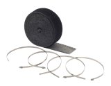 ACCEL Motorcycle High-Temperature Exhaust Wrap 2002BK Wrap, Black, 2 in. Wide x 25 ft., Four 14 in. Stainless Steel Ties, Kit thumbnail 2