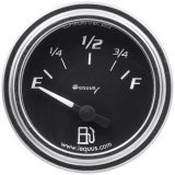 Equus Analog Gauge Line Gauges E7362 Gauge, Fuel Level, Chrome Bezel, Black Face, White Numbers, 0 Ohm Empty, 90 Ohm Full, Back Lit, Each thumbnail 1