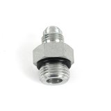 Detroit Speed Power Steering Gear Fittings 090231DS Fittings, Straight, Steel, Zinc Plated, -6 AN Male AN, 3/4 in.-16 O-ring Male O-ring, Each thumbnail 1