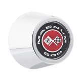 Legendary Wheels Center Caps LW-HC013 Wheel Cap, Screw-On, Aluminum, Chrome, Black/Silver/Red Magnum 500 Emblem, Fits LW40, LW50, Magnum 400/500 Series Wheels, Each thumbnail 1