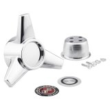 Legendary Wheels Center Caps LW-HC033 Wheel Cap, Spinner, Knock-Off, Simulated, Screw-On, Aluminum, Chrome, Includes Magnum 500 and Bulls Eye Emblems, Each thumbnail 1