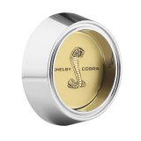 Legendary Wheels Center Caps LW-HC018 Wheel Caps, Screw-on, Dish, Aluminum, Chrome, Cobra Gold Logo, Each thumbnail 1