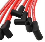 Mallory Pro Wire Spark Plug Sets 604 Wires, Pro, Spiral Core, 8mm, Red, 90 Degree Boots, Chevy, Small Block, Over Valve Cover, Set thumbnail 1